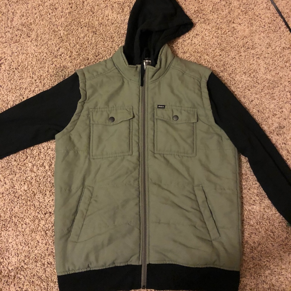 RVCA Men’s Bomber Olive Green and black Jacket